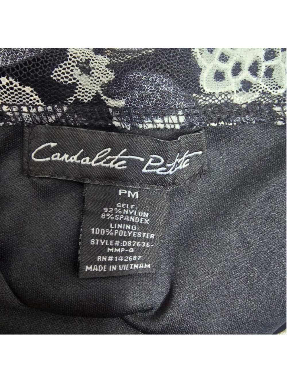 Women's Candallite Petite Black & White Floral Lace Dress PM - Picture 9 of 10